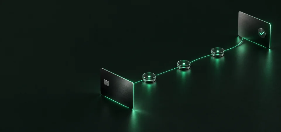 Metalen bank- en transfersymbolen in een donkere compositie